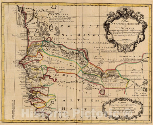 Historic Map : Afrique Francoise ou du Senegal., 1742, Vintage Wall Art