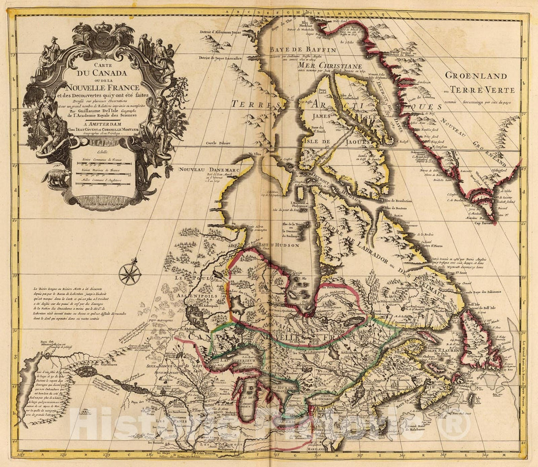 Historic Map : Canada, Nouvelle France., 1742, Vintage Wall Art