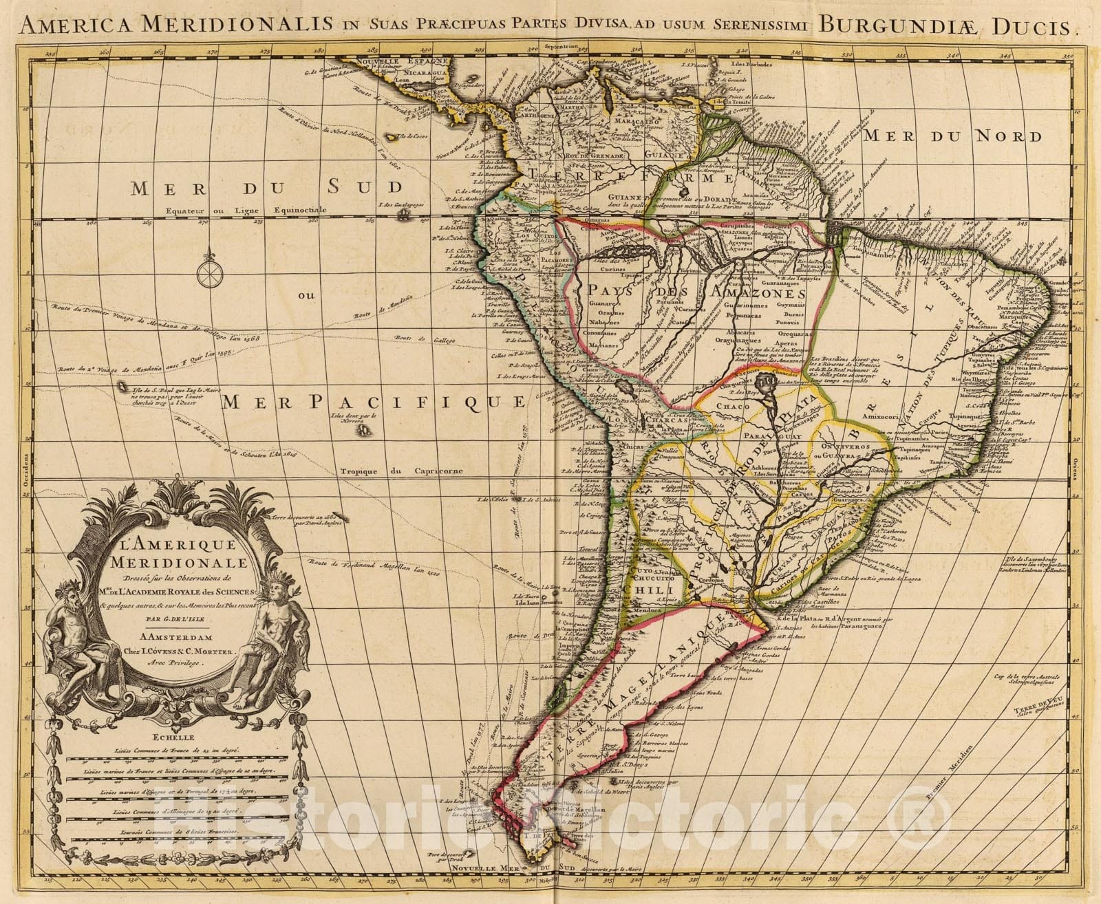 Historic Map : L'Amerique Meridionale., 1742, Vintage Wall Art