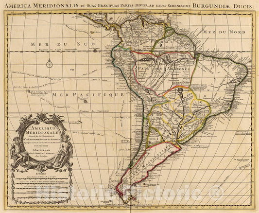 Historic Map : L'Amerique Meridionale., 1742, Vintage Wall Art