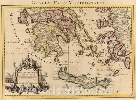 Historic Map : Graeciae pars Meridionalis., 1742, Vintage Wall Art