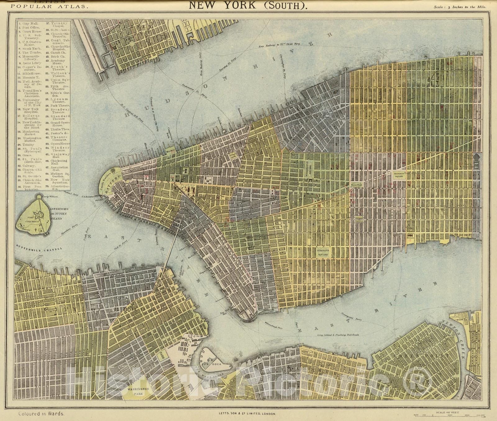 Historic Map : New York S., 1883, Vintage Wall Art