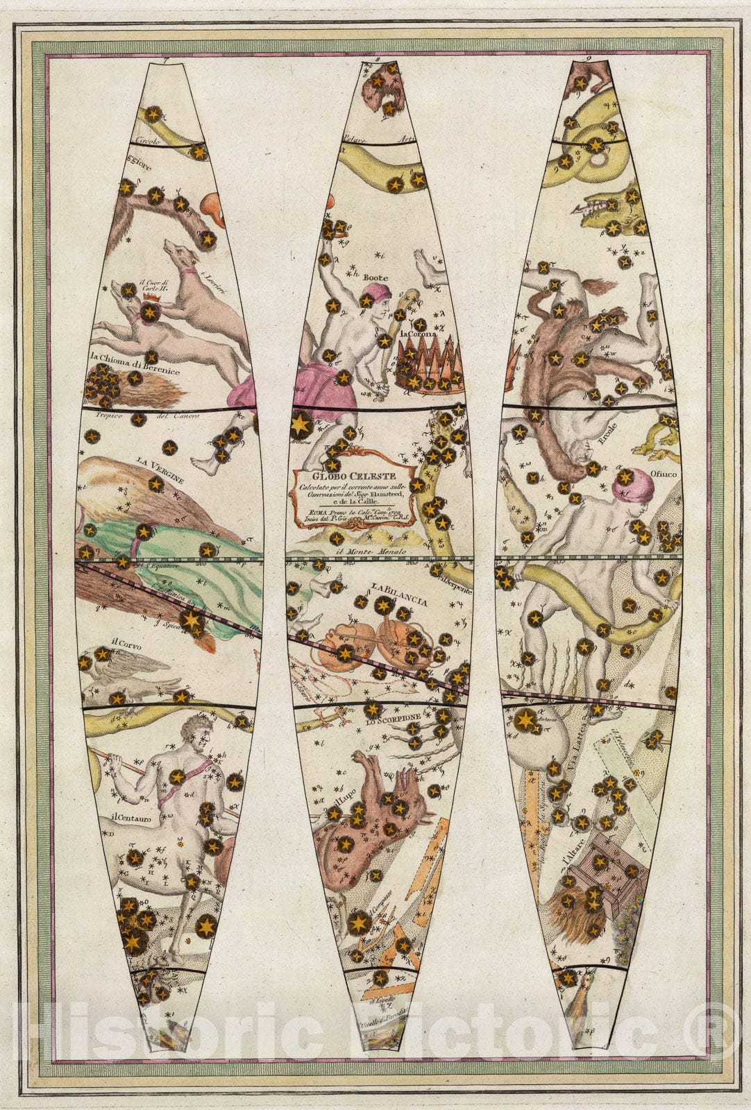 Historic Map : Globo Celeste 1., 1792, Vintage Wall Art