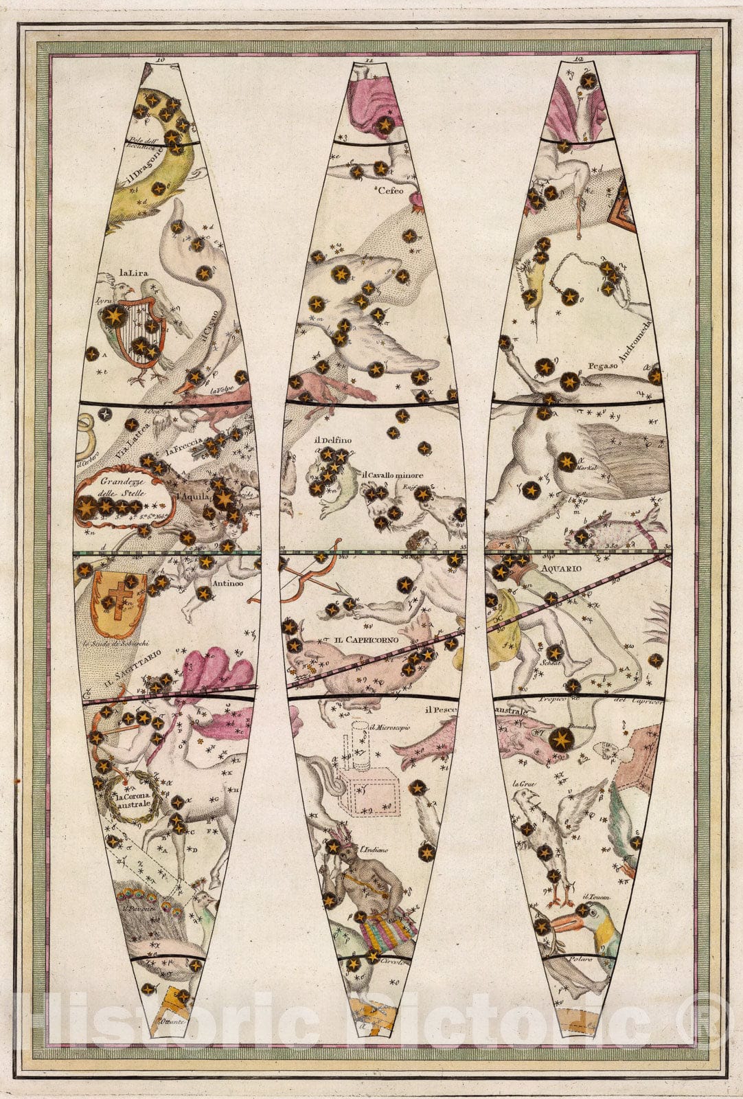 Historic Map : Globo Celeste 2., 1792, Vintage Wall Art