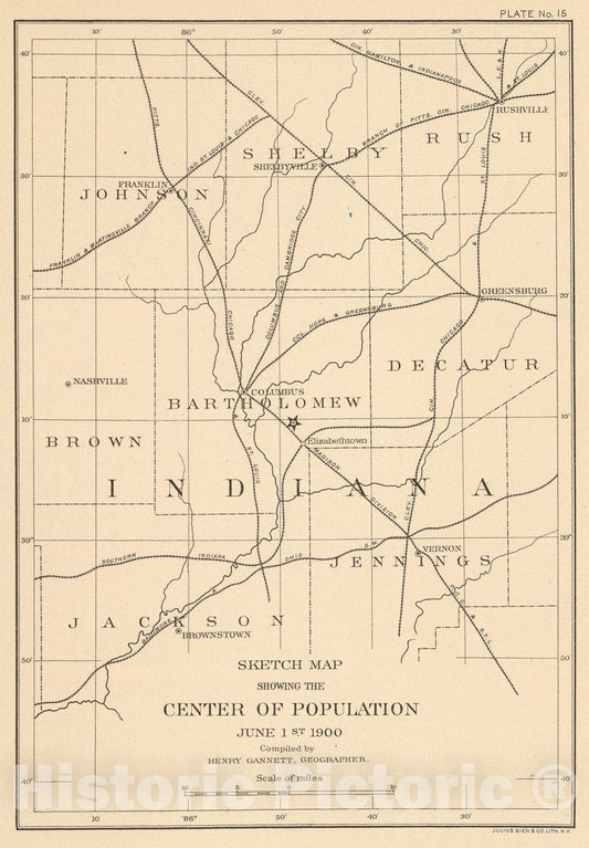 Historic Map : 15. Center of population., 1903, Vintage Wall Art