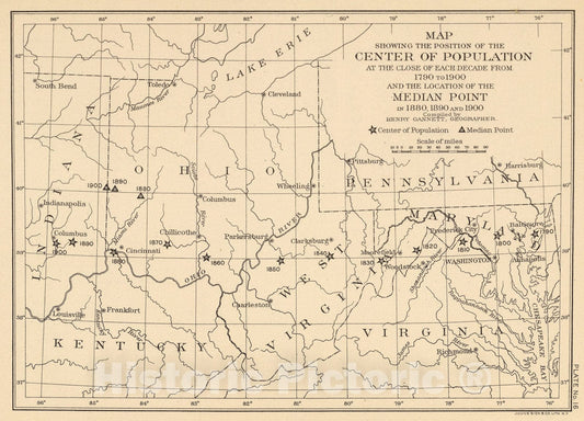 Historic Map : 16. Center of population 1790-1900., 1903, Vintage Wall Art
