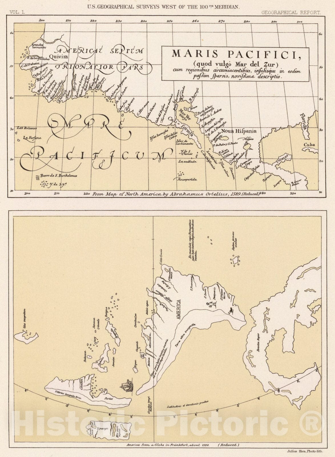 Historic Map : Maris Pacifici, America., 1889, Vintage Wall Art