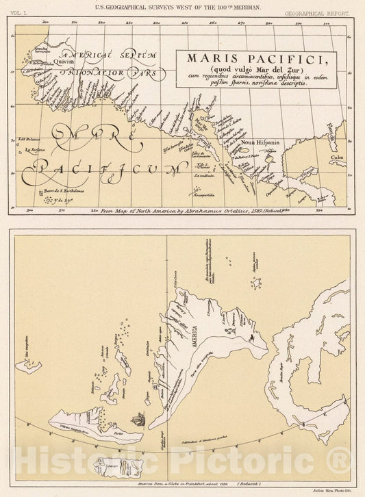 Historic Map : Maris Pacifici, America., 1889, Vintage Wall Art