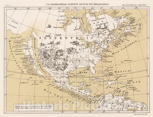 Historic Map : America, about 1670., 1889, Vintage Wall Art