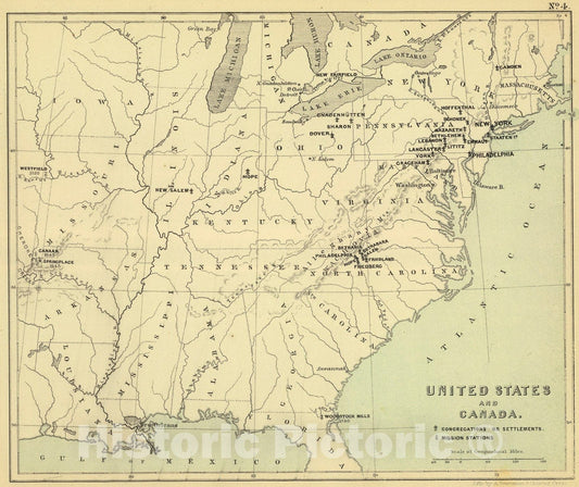 Historic Map : US, Canada., 1853, Vintage Wall Art