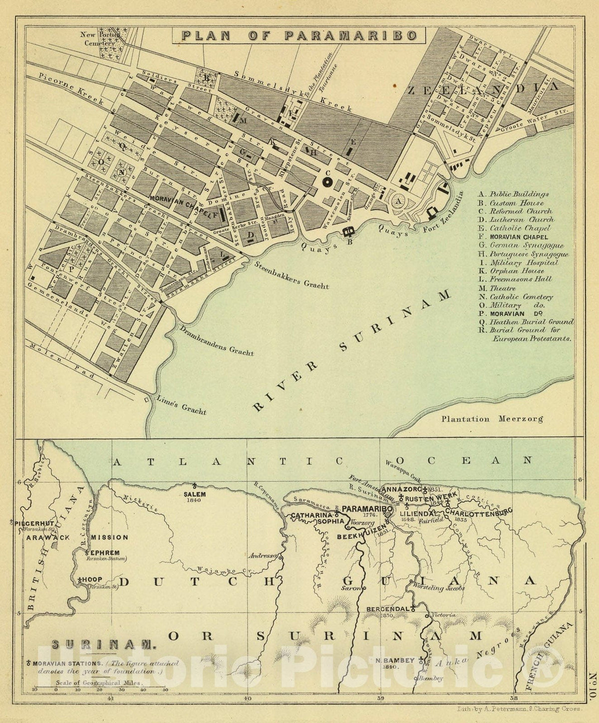 Historic Map : Paramaribo; Surinam., 1853, Vintage Wall Art