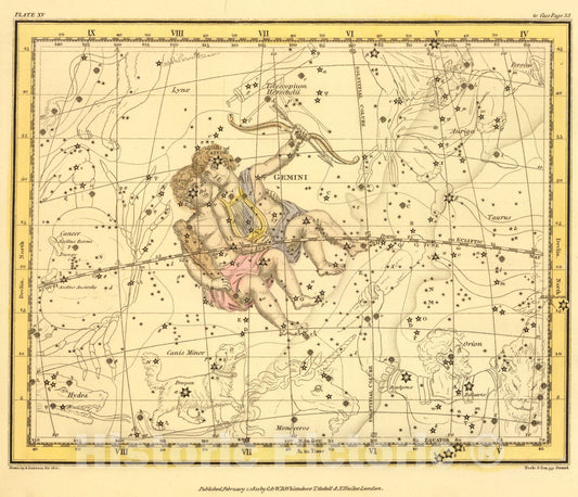 Historic Map : (Gemini), 1822, Vintage Wall Art