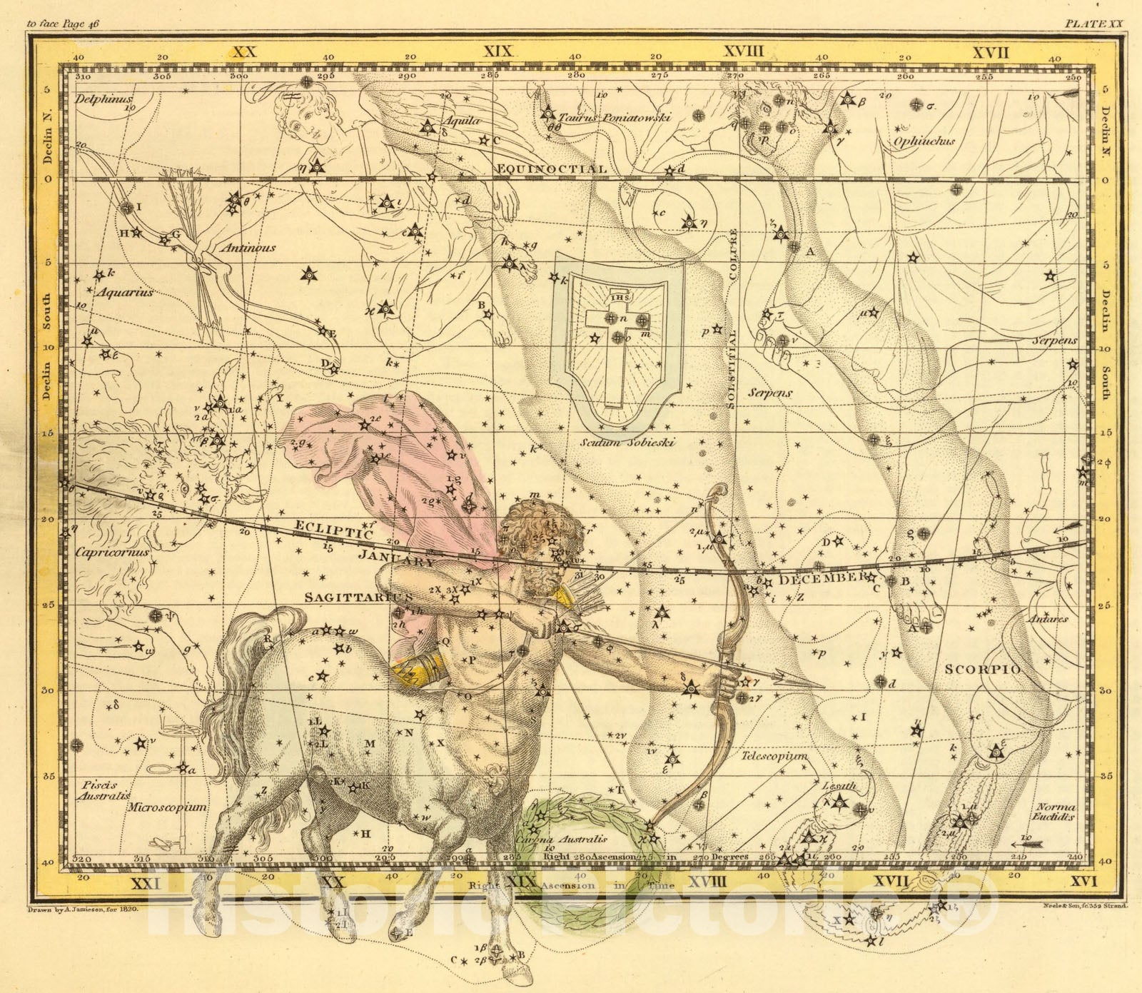 Historic Map : (Sagittarius), 1822, Vintage Wall Art