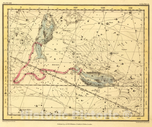 Historic Map : (Pisces), 1822, Vintage Wall Art