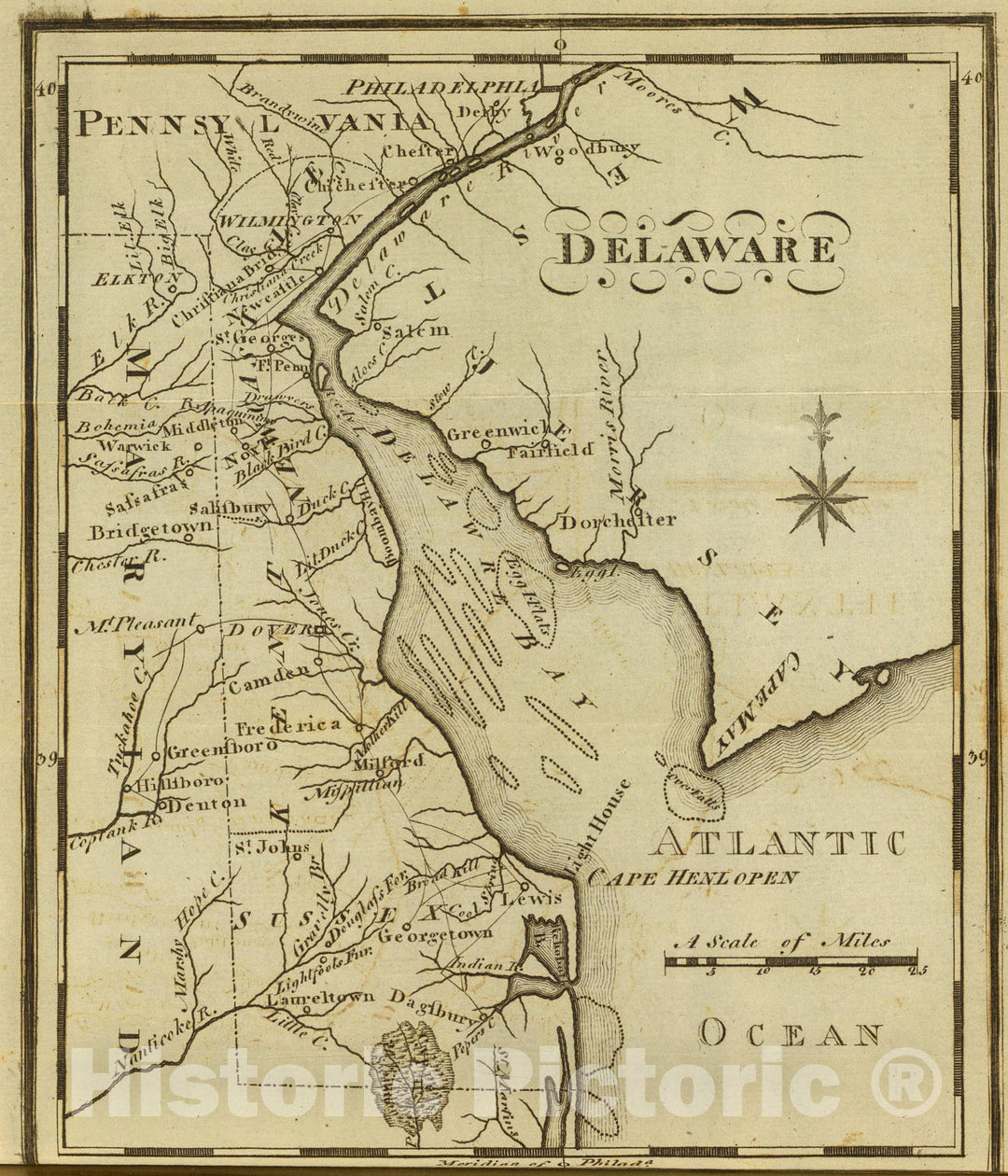 Historic Map : Delaware., 1795, Vintage Wall Art