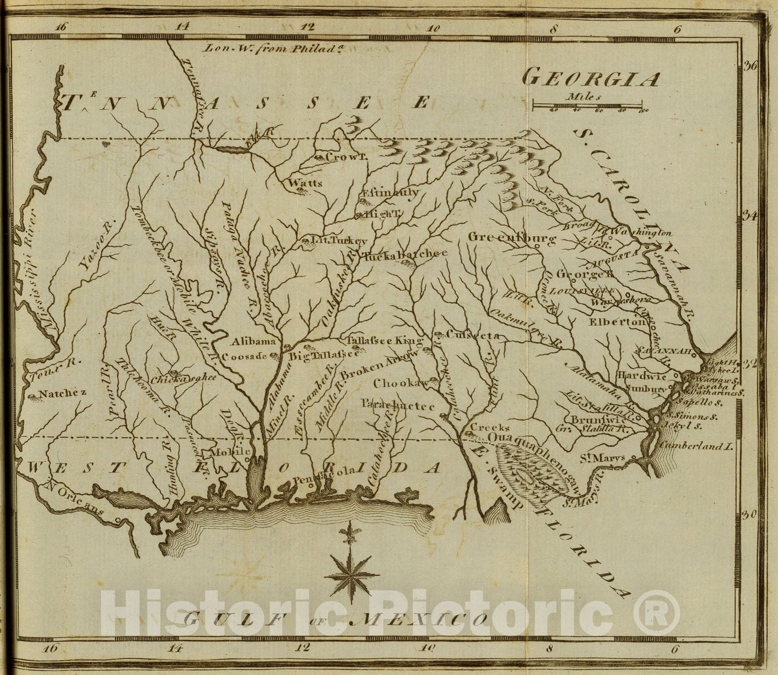 Historic Map : Georgia., 1795, Vintage Wall Art