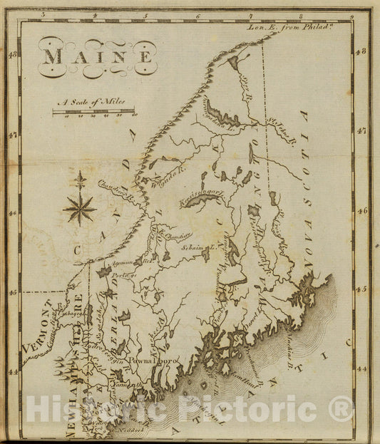 Historic Map : Maine., 1795, Vintage Wall Art