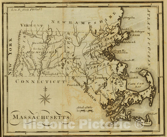 Historic Map : Massachusetts., 1795, Vintage Wall Art