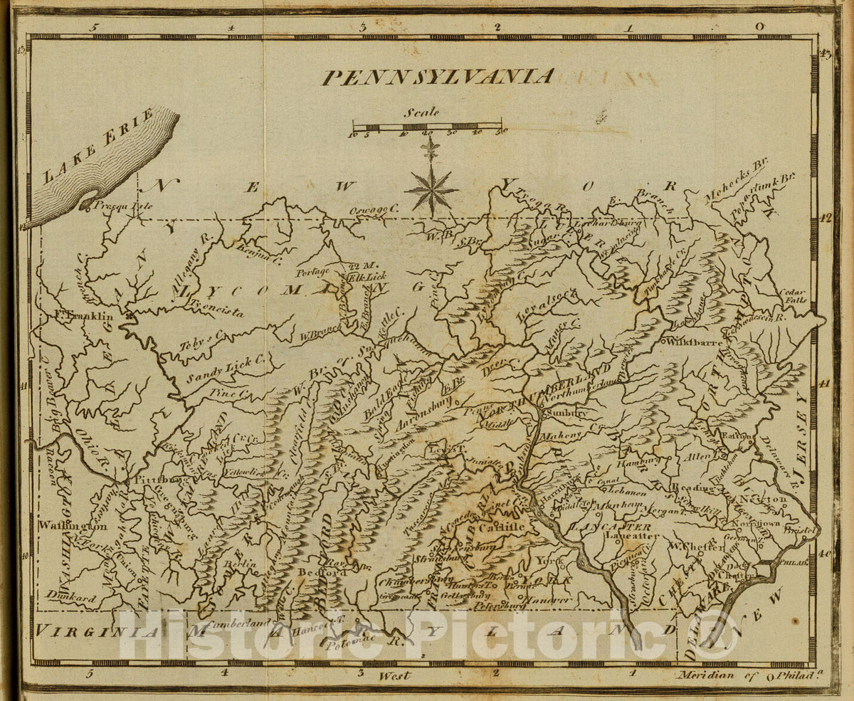 Historic Map : Pennsylvania., 1795, Vintage Wall Art