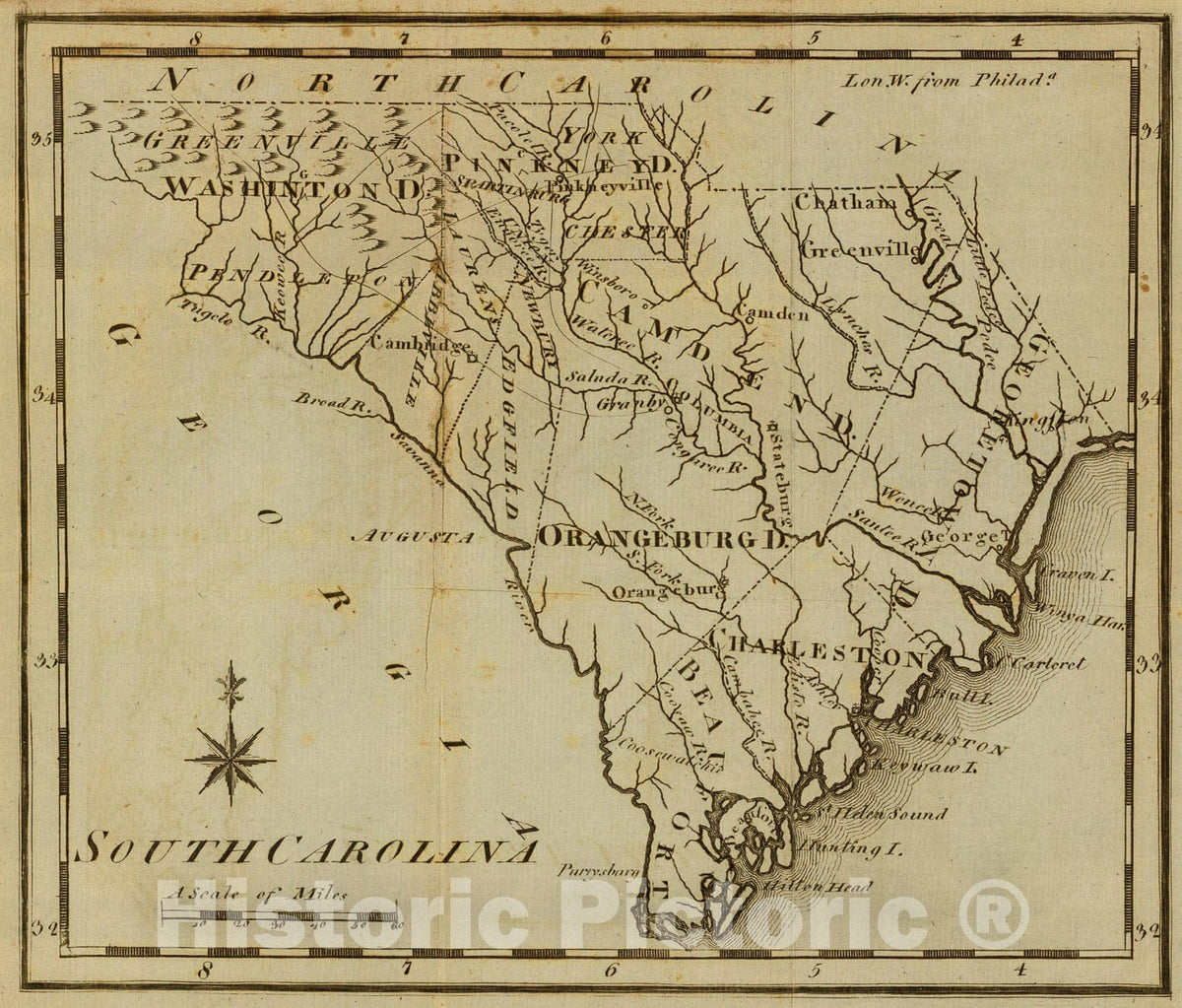Historic Map : North Carolina., 1795, Vintage Wall Art
