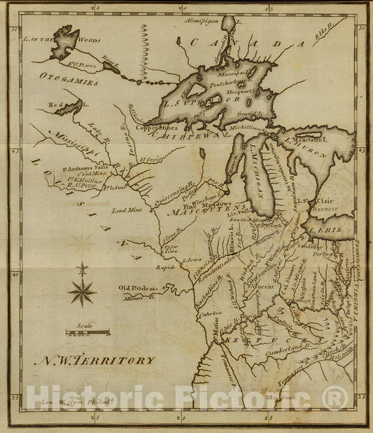 Historic Map : N.W. Territory., 1795, Vintage Wall Art