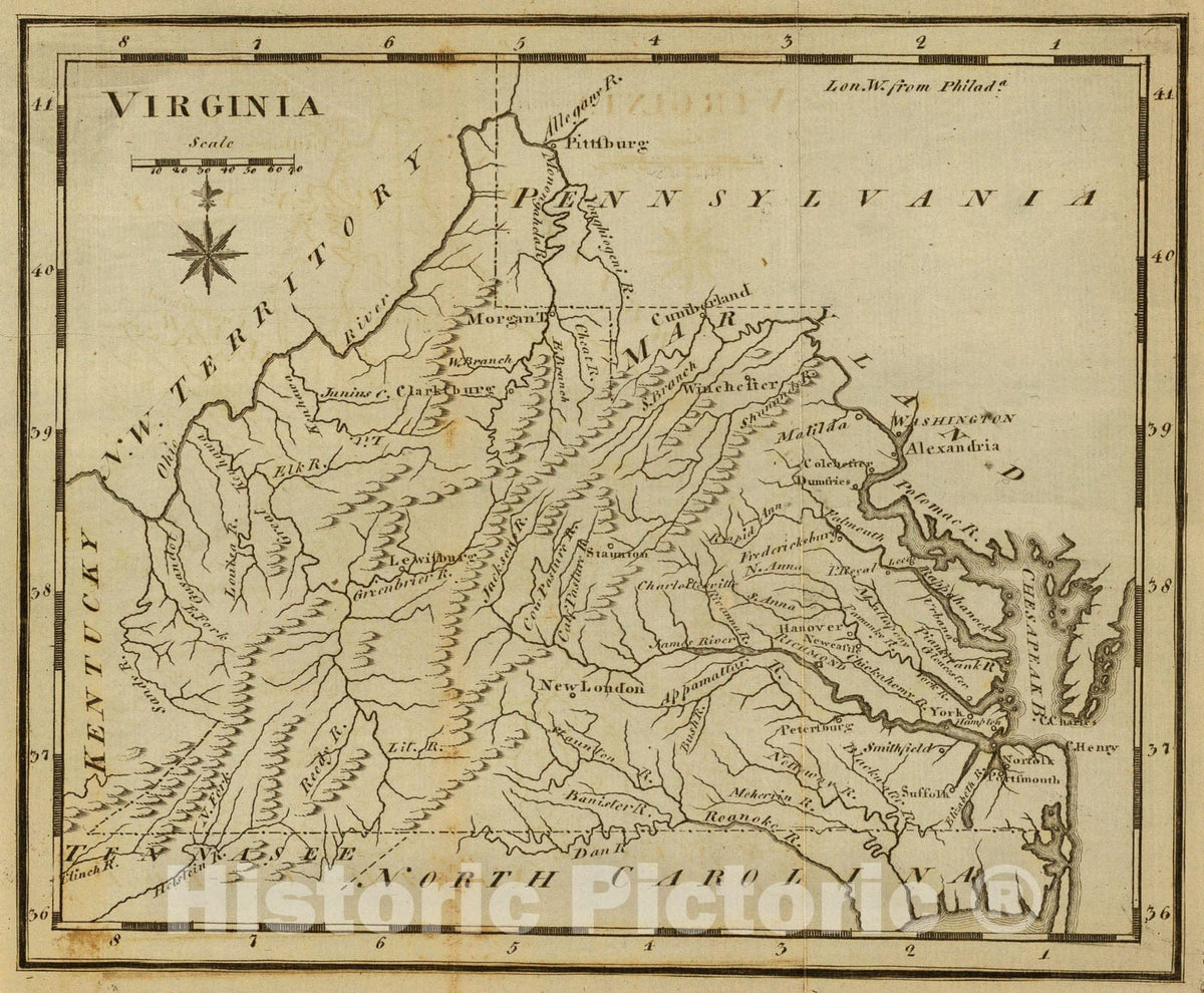 Historic Map : Virginia., 1795, Vintage Wall Art