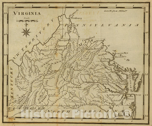 Historic Map : Virginia., 1795, Vintage Wall Art