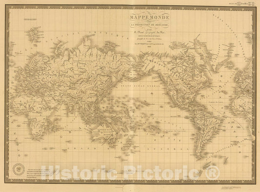 World Map, 1842 - Historical Map Print by A. Brue & Charles Picquet