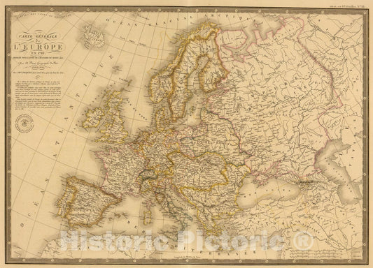 Historic Map : Europe en 1789., 1826, Vintage Wall Art
