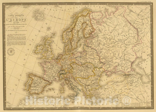 Historic Map : Europe en 1813., 1826, Vintage Wall Art