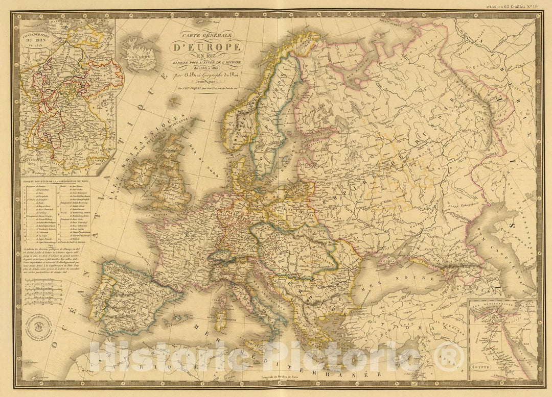 Historic Map : Europe d'apres les derniers traites de paix., 1840, Vintage Wall Art