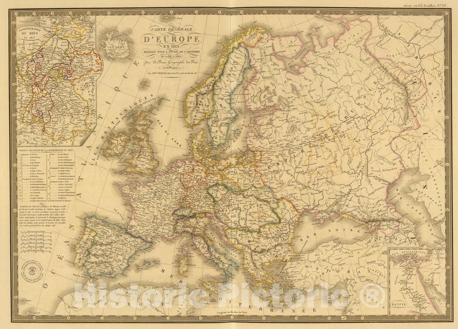 Historic Map : Europe d'apres les derniers traites de paix., 1840, Vintage Wall Art