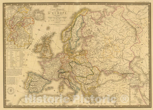 Historic Map : Europe d'apres les derniers traites de paix., 1840, Vintage Wall Art