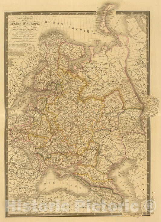 Historic Map : Russie d'Europe, Pologne., 1838, Vintage Wall Art