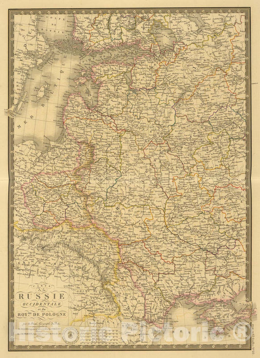 Historic Map : Russie occidentale, Pologne., 1837, Vintage Wall Art