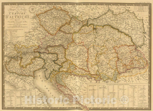 Historic Map : Empire d'Autriche., 1836, Vintage Wall Art