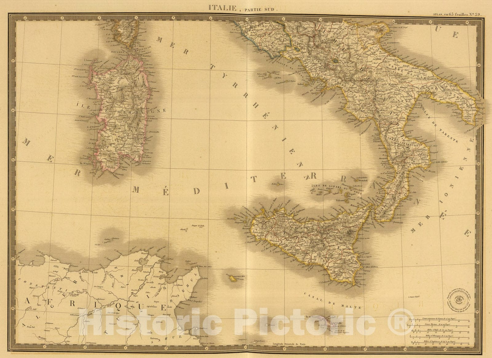 Historic Map : Italie, Suisse, Illyrie sud., 1838, Vintage Wall Art
