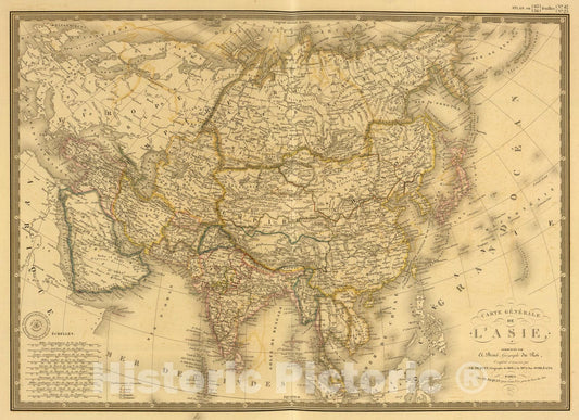 Historic Map : L'Asie., 1838, Vintage Wall Art