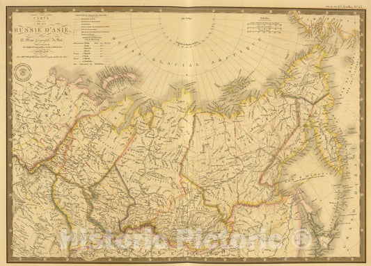 Historic Map : Russie d'Asie., 1838, Vintage Wall Art