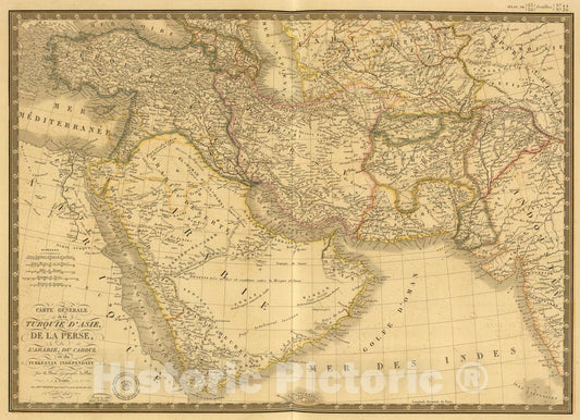 Historic Map : Turquie d'Asie, Perse, Arabie, Caboul, Turkestan Independant., 1836, Vintage Wall Art