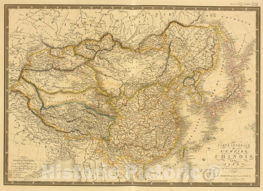 Historic Map : Empire Chinois, Japon., 1836, Vintage Wall Art