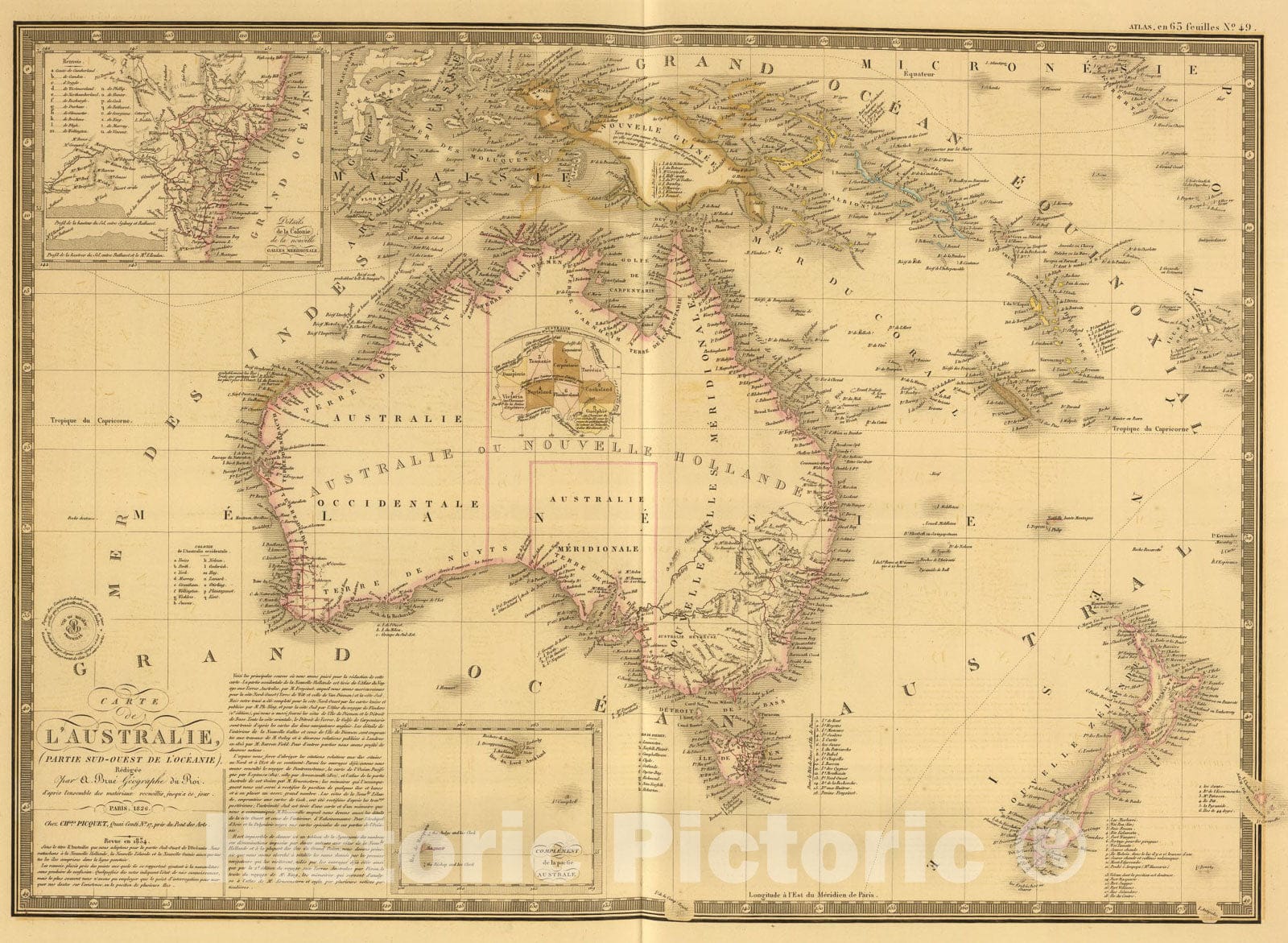 Historic Map : Australie., 1834, Vintage Wall Art