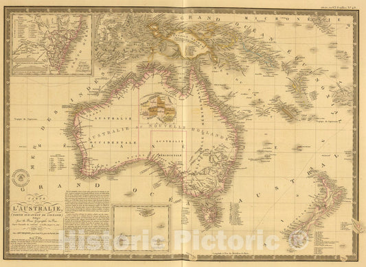 Historic Map : Australie., 1834, Vintage Wall Art