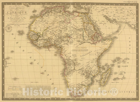 Historic Map : Afrique., 1834, Vintage Wall Art