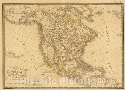 Historic Map : Amerique Septentrionale., 1840, Vintage Wall Art