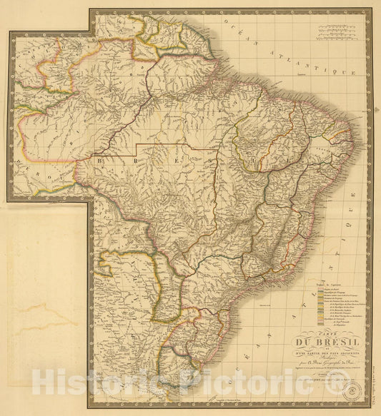 Historic Map : Bresil., 1836, Vintage Wall Art
