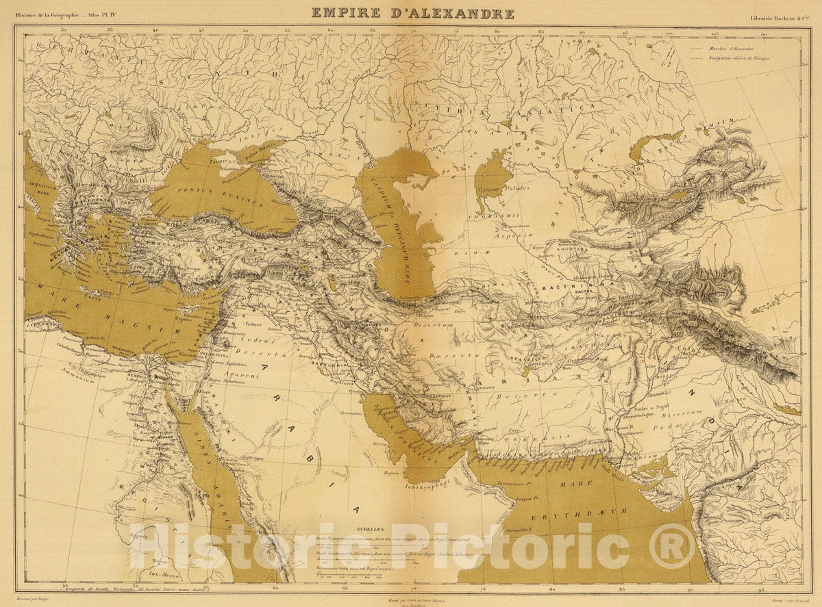 Historic Map : Empire d'Alexandre., 1874, Vintage Wall Art