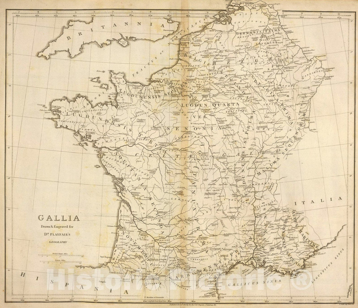 Historic Map : Gallia., 1814, Vintage Wall Art