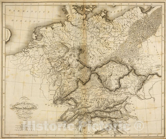 Historic Map : Germania Antiqua., 1814, Vintage Wall Art