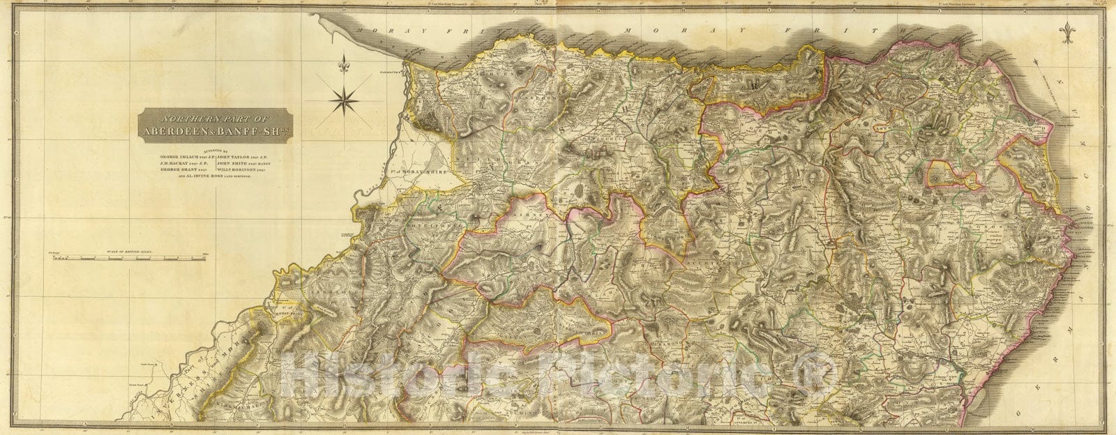 Historic Map : Composite: Aberdeen, Banff N., 1832, Vintage Wall Art